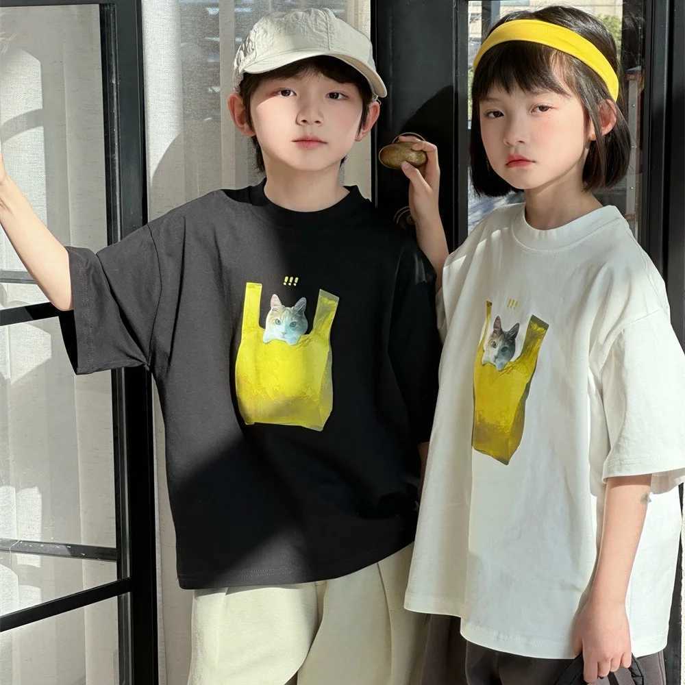 Childrens Short Sleeve T-shirt 2025 Summer New Collection for Boys and Girls Ins Cartoon Printed Half Sleeve T-shirt T250603