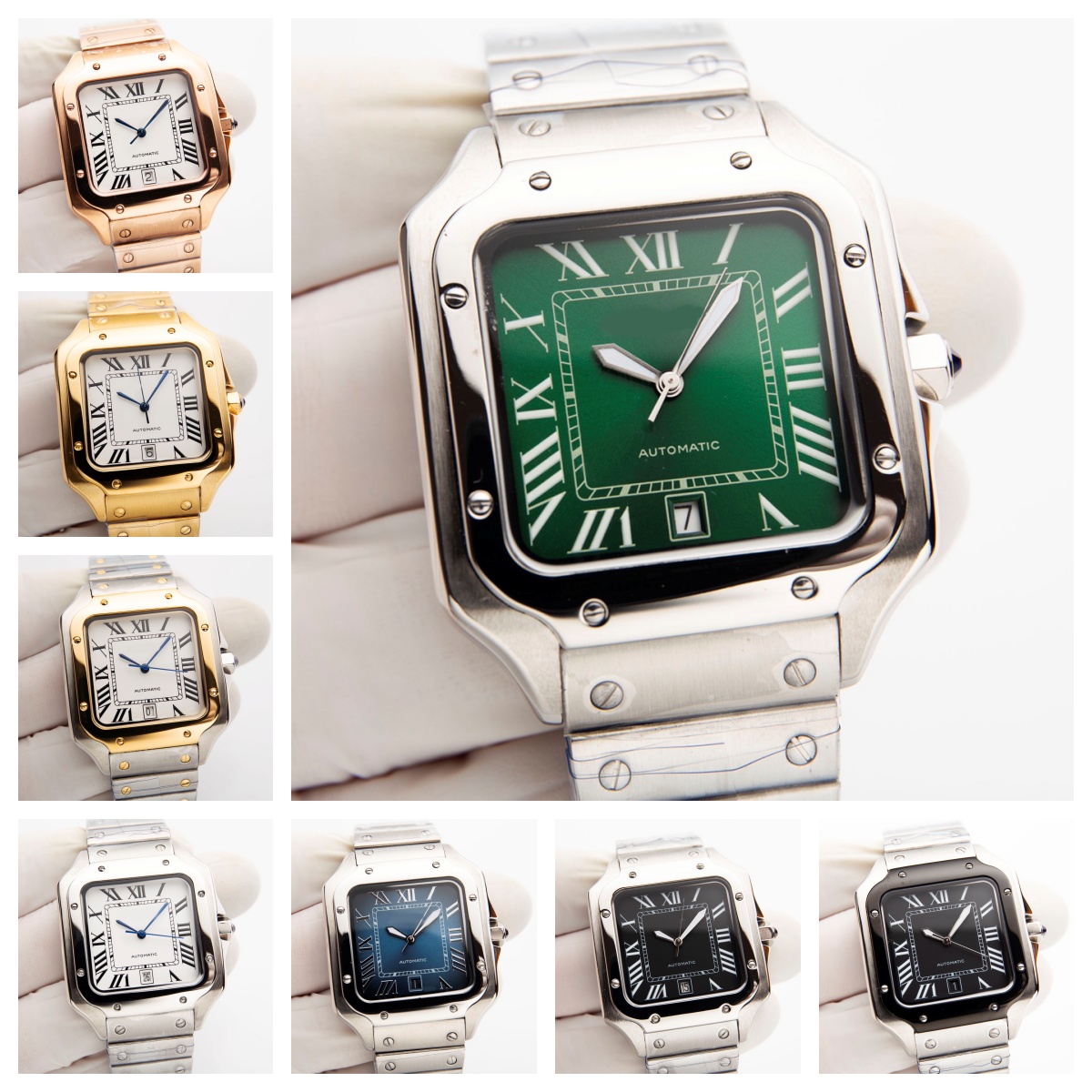 With Box Designer Watch Men Women Square Watch Automatic Movement Watch 47.5mm 39.8mm Calendar Watch 316L Stainless Steel Case and Strip Montre de Luxe Casual Watch