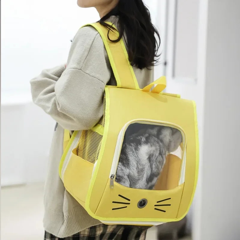 Pet Cat Bag Cat Backpack Outdoor Breathable Portable Shoulders Bag for Cats Small Dogs Transport 250526