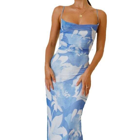 Women's Printed Sleeveless Tank Top Sexy Slim Fit Bodycon Dress Summer Women B5