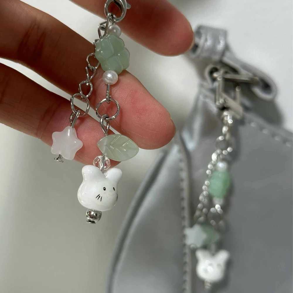 Cute Cat Keychain LuckyPhone Charms Pendant Bag fourr Key Ring Keychains Y2K Key Chains Fashion Jewelry GiftsXJ250602