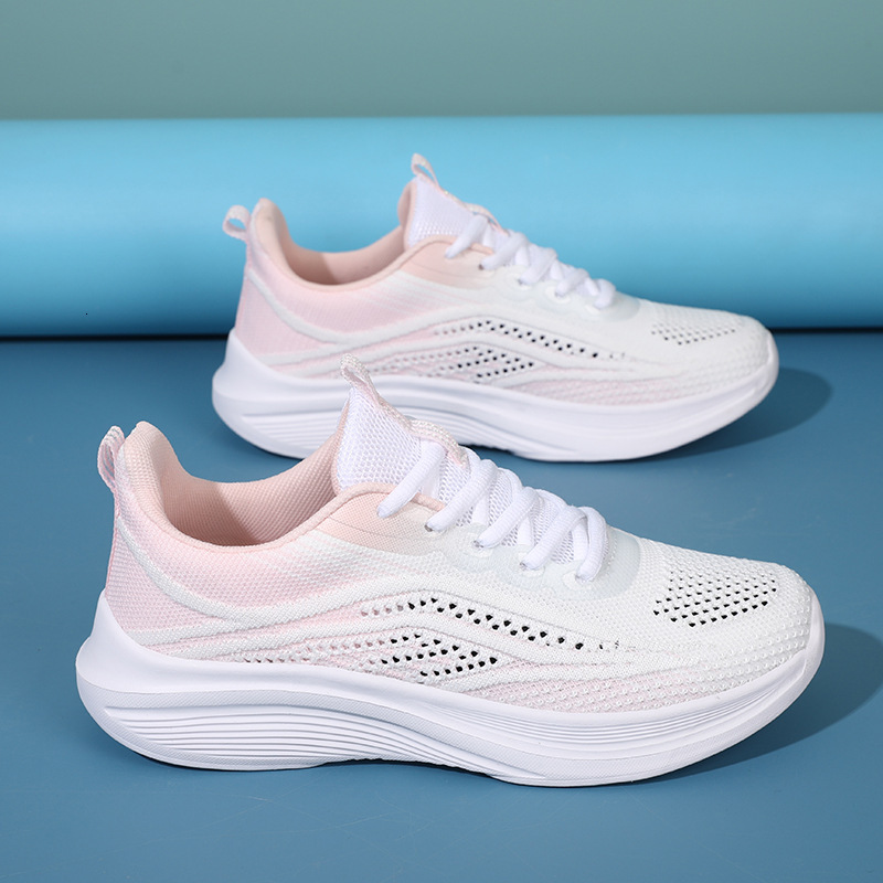 Summer New Versatile Soft Sole Casual Shoes Women S Flyknit Casual Shoes Single Mesh Breathable Lightweight Running Sneakers Ddmysaturn