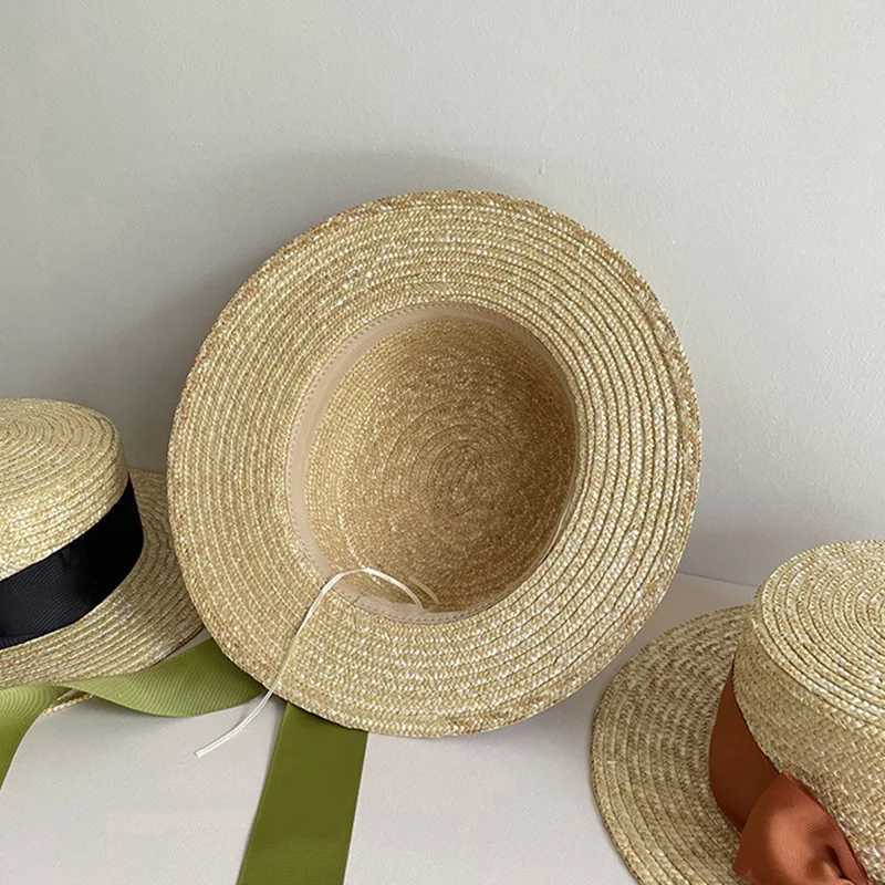 French Style Sun Hats for Women Bowknot Summer Hat Wide Brim Boater Straw Hat Canotier Hat Ribbon Church Derby Summer Fedoras W250602