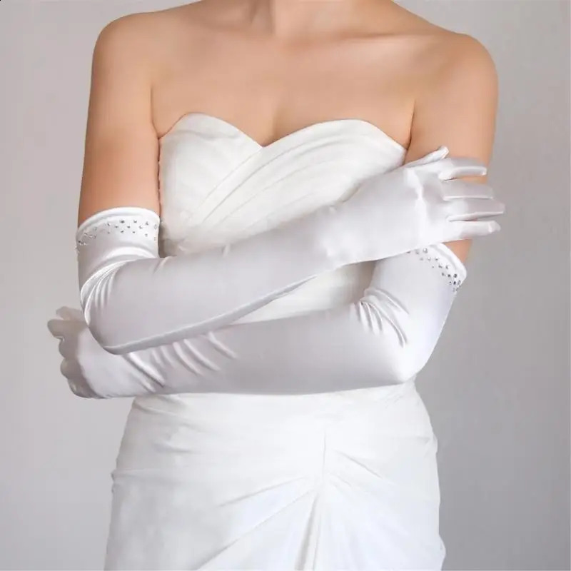 195C Wedding Crystal Gloves Prom Party Full Finger Gloves for Cosplay Operas Wear 250530