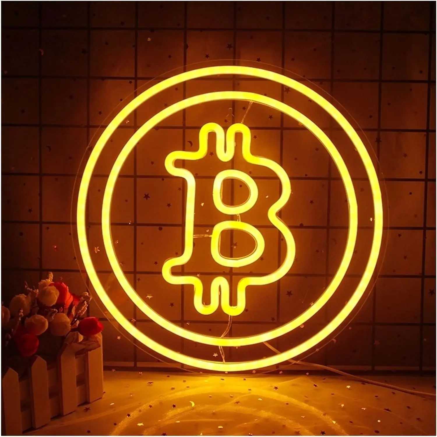 Bitcoin Neon Sign Neon Wall Decoration with Dimmer Switch USB-powered LED Neon Light Sign for Bars Parties Restaurants XJ250602