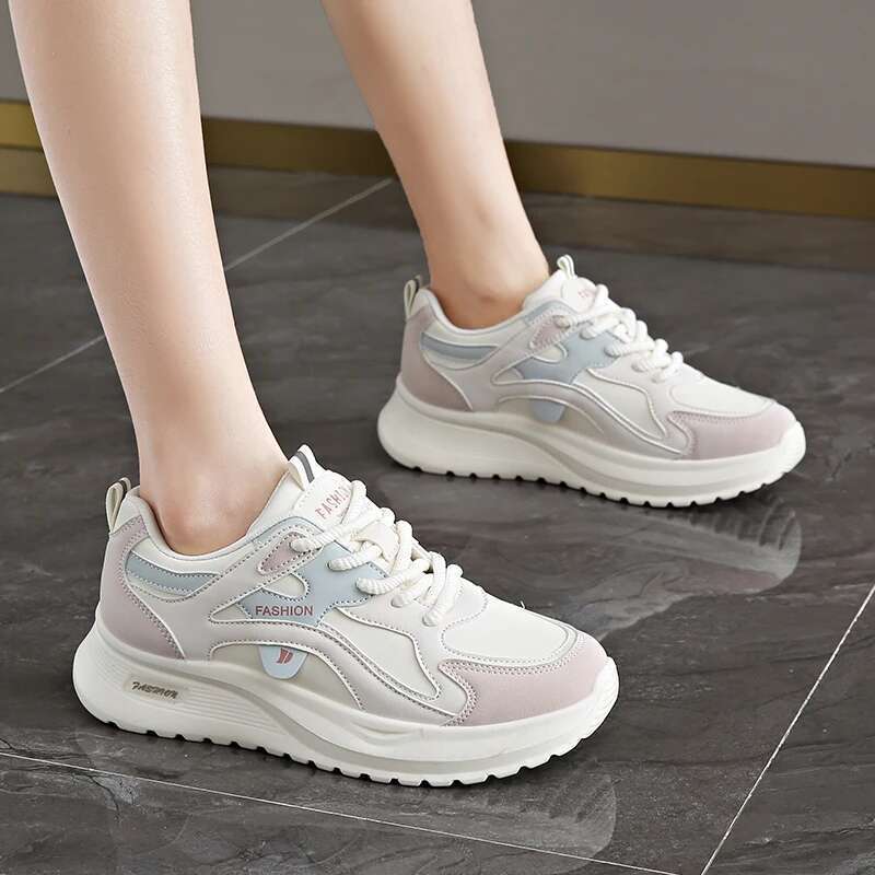 CRLAYDK Lightweight Chunky Sneakers For Women Lace Up Platform Walking Shoes Casual Running Ladies Sports Leather Tennis