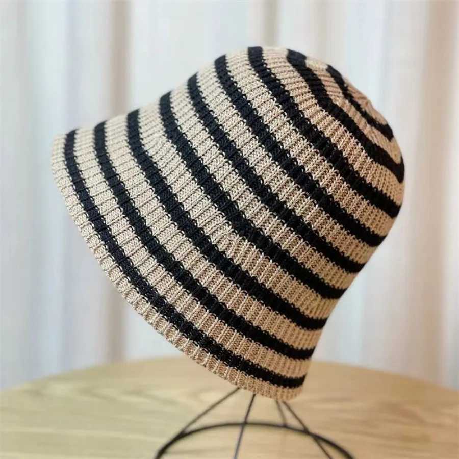 Caps for Men Striped Hollow Women Bucket Hat Spring Summer Outdoor Sunscreen Weave Breathable Fisherman Versatile Travel W250602
