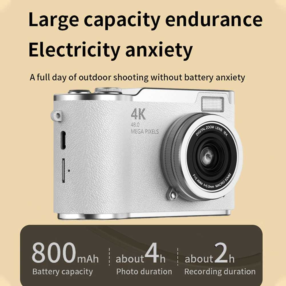 4K Digital Camera 48MP Compact Small Camera 8X Zoom Vlogging Camera 180 Flip Sn Video Camcorder for Teens Adults BeginnersXJ250603