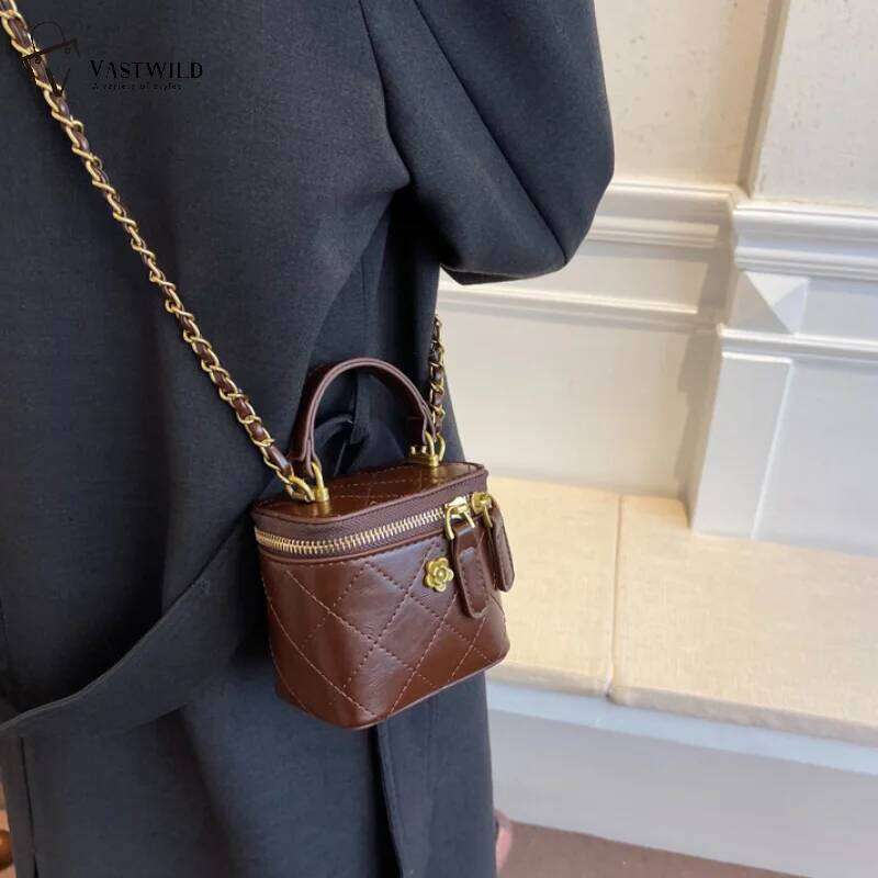 Shoulder Bucket For Women Classic Mini Clutches Female Small Square Bag Crossbody Metal Chain Handbag