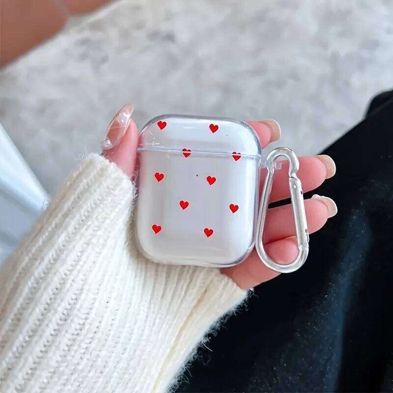 Simple Red Love Heart Pro/Pro2 Soft Clear TPU Wireless Case For Airpod 3/4 Earphone Protective Cover