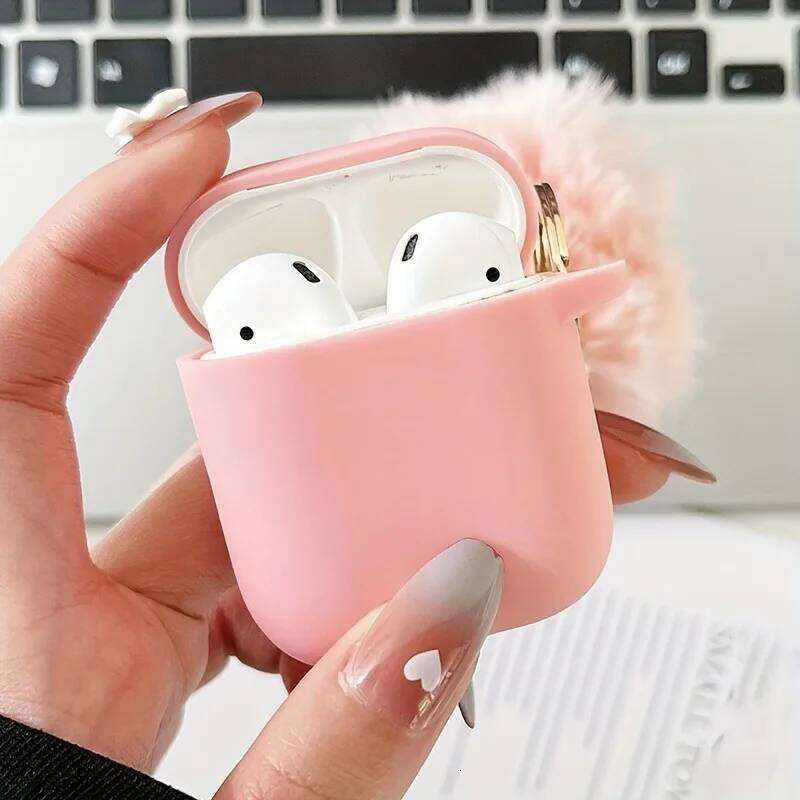 3/4 Earphone Soft TPU Ballet Pendant Cover With Circular Plush Keychain For Pro/Pro2 Protective Case