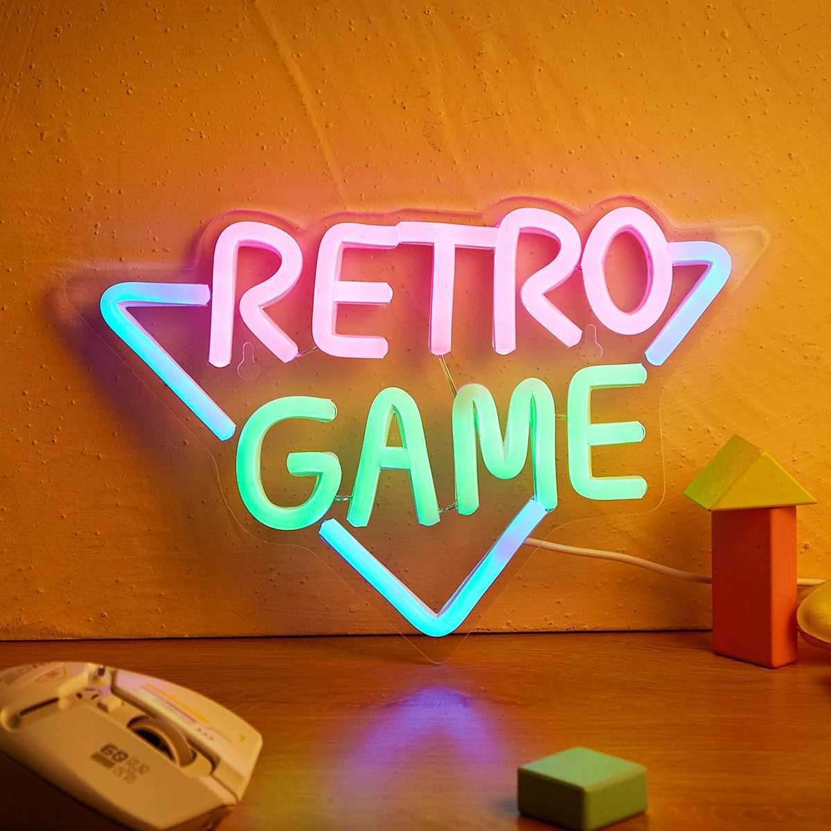 Chi-buy LED Neon Retro Game USB Powered Neon Signs Night Light 3D Wall Art Game Room Bedroom Living Room Decor Lamp Signs XJ250602