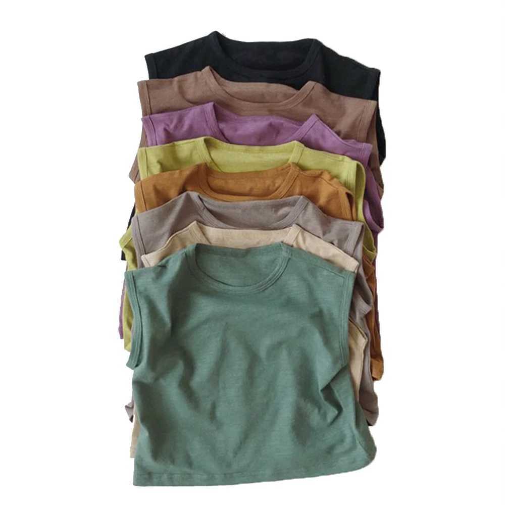 2025 Summer Infant Kids Tank Vest Solid Cotton Sleeveless Boys Girls T-shirt Children Outfits Top Clothes For Toddler Baby Tees T250603