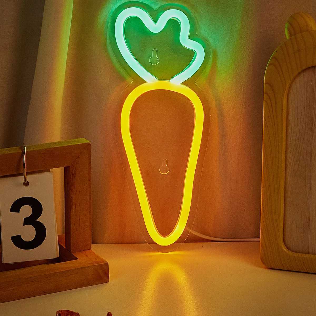 Chi-Buy 1PC Carrot Shape LED Neon Sign USB Powered For Bedroom Room Wall Decoration Neon Light Signs Suitable For Holiday XJ250602