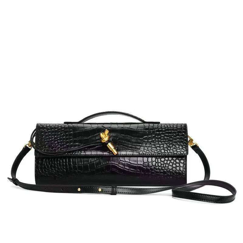 2025 Designer New Crocodile Pattern Evening Banquet Cow Leather Style Crossbody Bag Horizontal Shoulder Handbag Women 250603