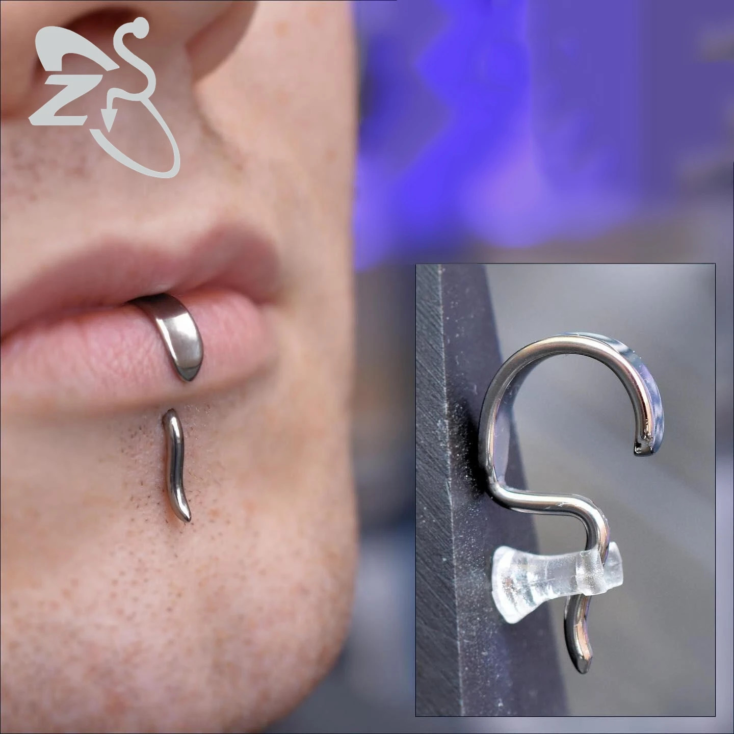 ZS 1PC 16G 925 Sterling Lower Lip Studs Silver Color Labret Talon Lip Rings for Women Men Unique Lip Piercing Halloween 250530