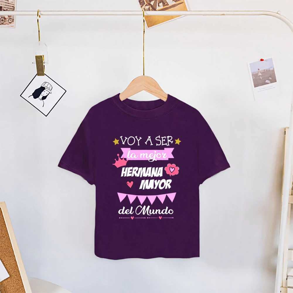 Im Going To Be The Best Big Sister in The World Printed Shirts Girls Short Sleeve T-shirt Big Sister Clothes Spanish Print Tee T250603