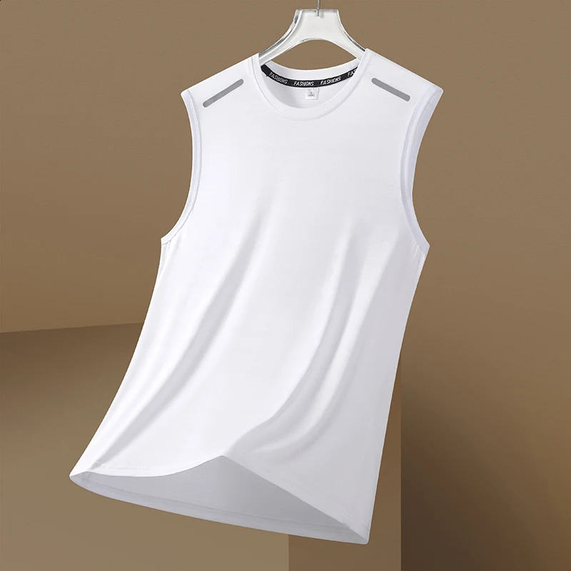 Summer Mens Muscle Tank Top Gym Shirt Sleeveless Quick Dry Workout TShirt Running Beach Vest Loose Fit Athletic Wear 250527