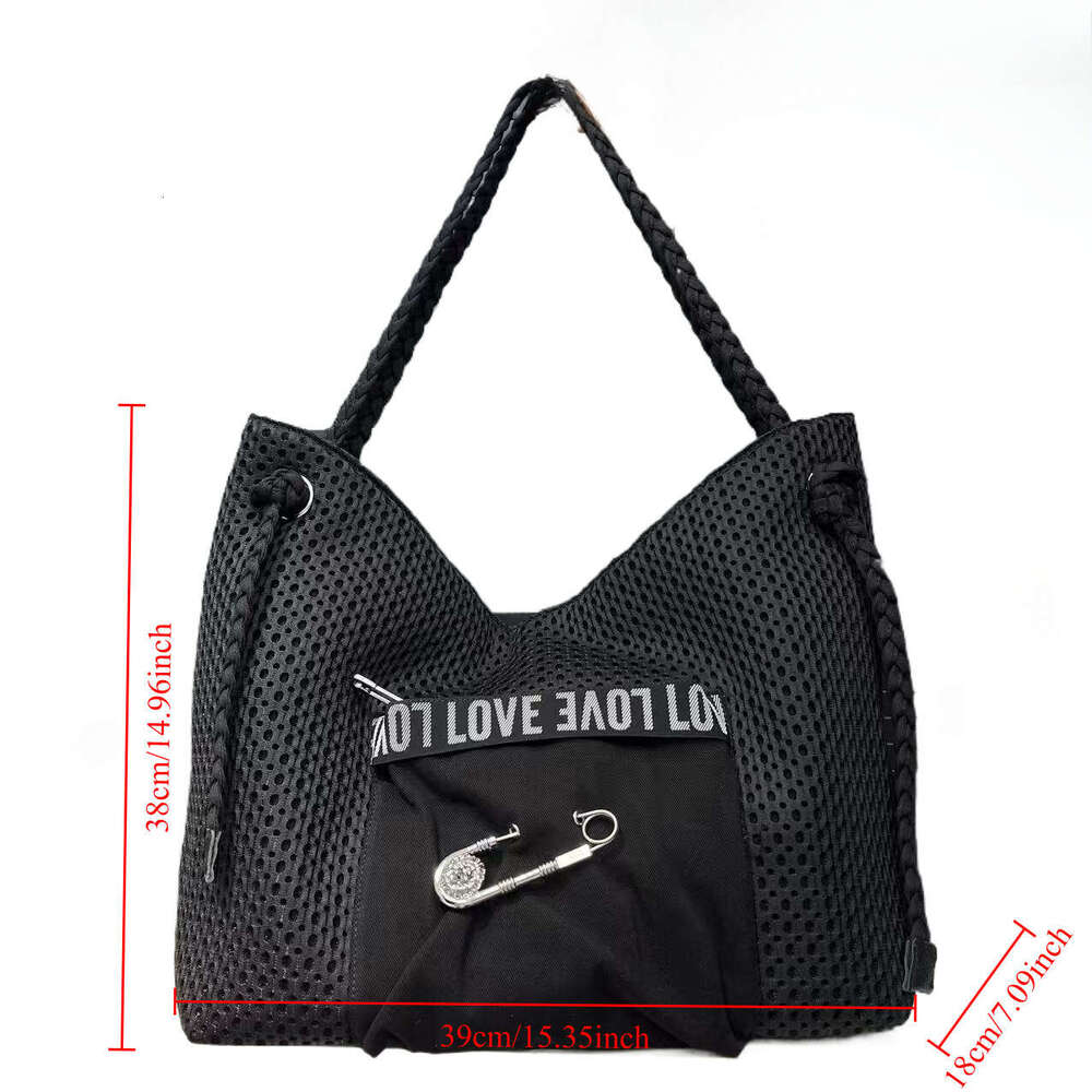 Exclusive Women's Casual Korean Style New Woven Shoulder Strap Crossbody Personality Large Pin Tote Bag