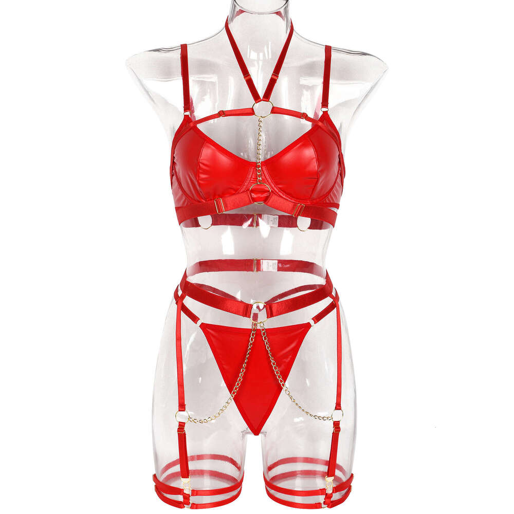 Spell Lingerie Porn Suits Soft Leather Chain Splicing Sexy Women S Lingerie Set Sexy Lingerie