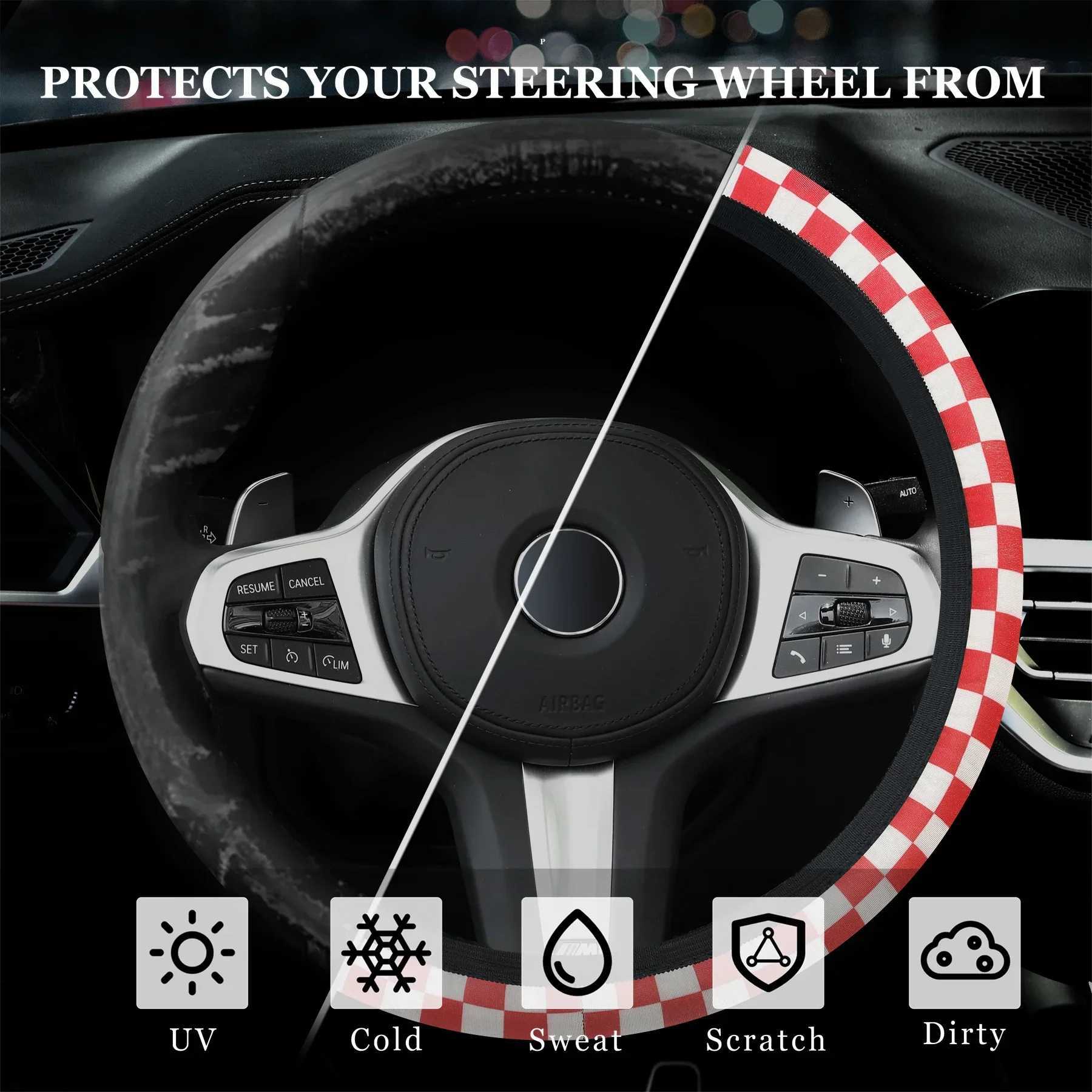 NEW Car steering wheel protective cover without inner ring fashion lattice elastic steering wheel cover breathable non-slip R250603