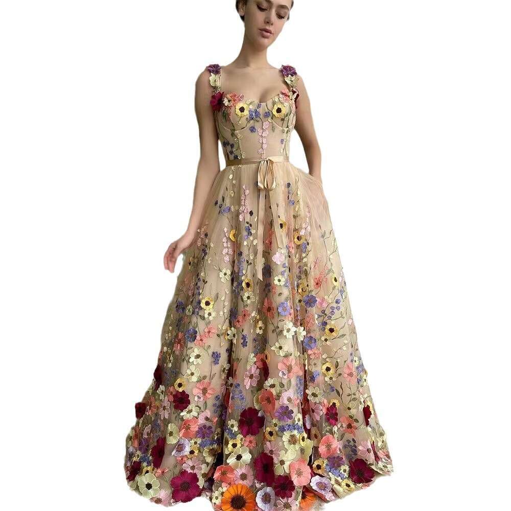 New Women's Fashion 3D Flower Embroidered Bodycon Sexy Dress B5