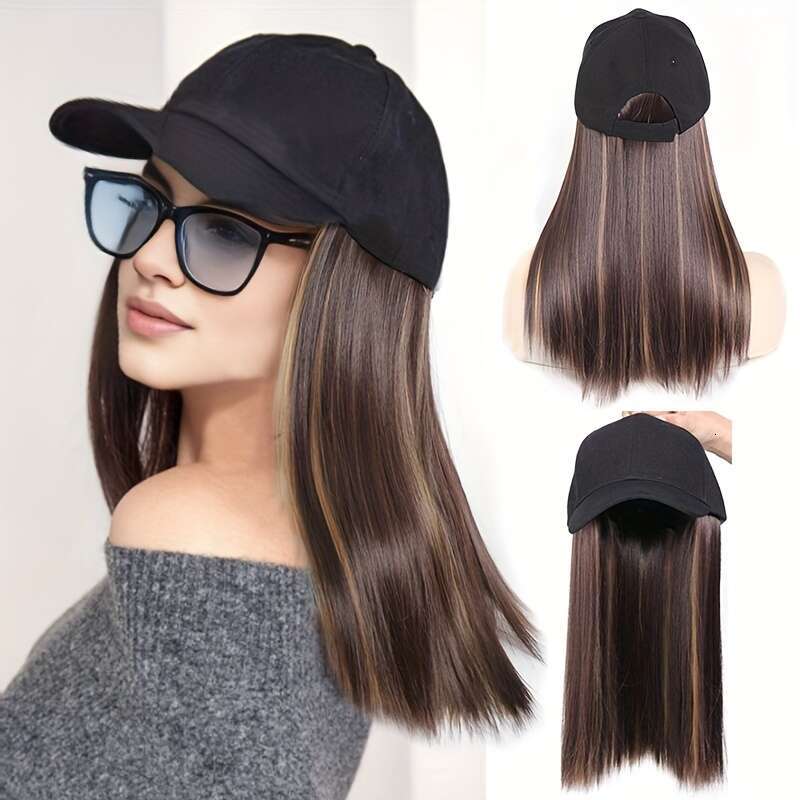 Connection Straight Hair Baseball Cap Adjustable Synthetic Beginner-Friendly Elegant Natural Appearance Suitable for Daily Use