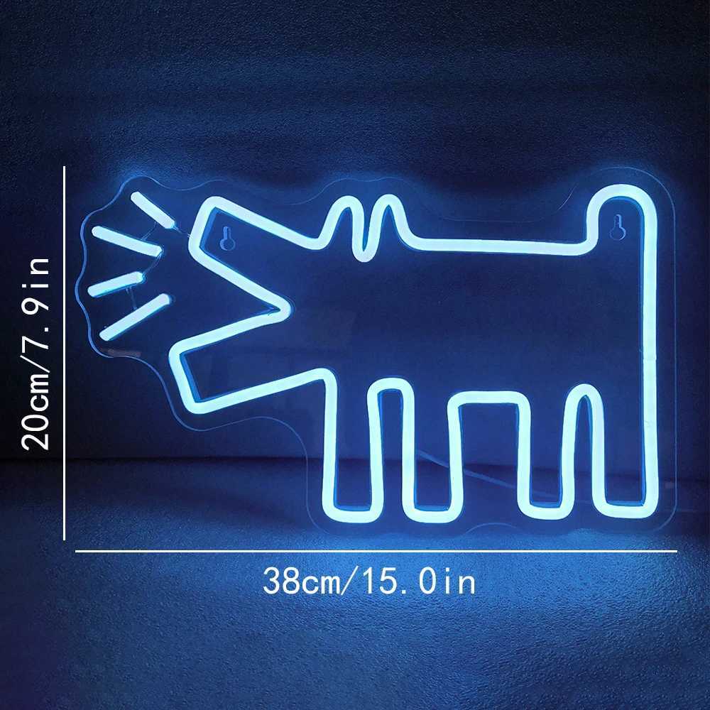 Cute Dog Neon Signs For Wall Decor USB Powered Anime LED Lights For Pet Shop Birthday Party Bar Bedroom Decoration Acrylic LampXJ250602
