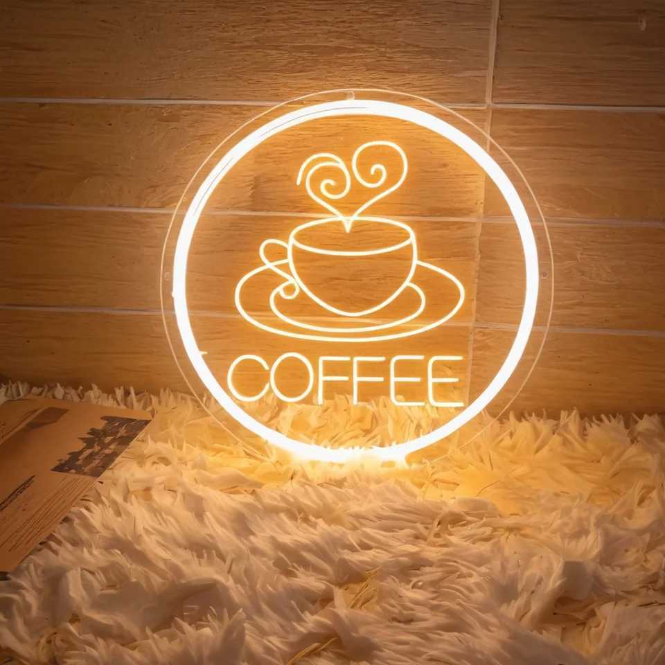 Coffee neon sign LED Neon Sign for Cafe Cafeteria Restaurant luminous business signs Home Kitchen wall decorations lights XJ250602