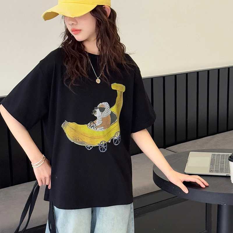 Girls short sleeve T-shirt childrens cartoon printed top 2025 summer new style girls half sleeve loose base shirt T250603
