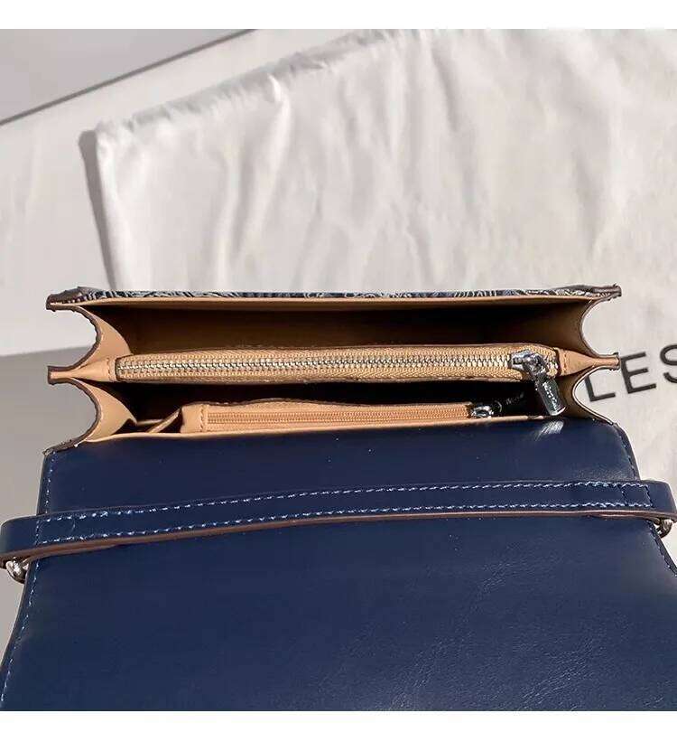 Autumn Winter High Quality Fashion Embroidery Square Women's Handbag Textured Leather Shoulder Messenger Bag Lady Purse