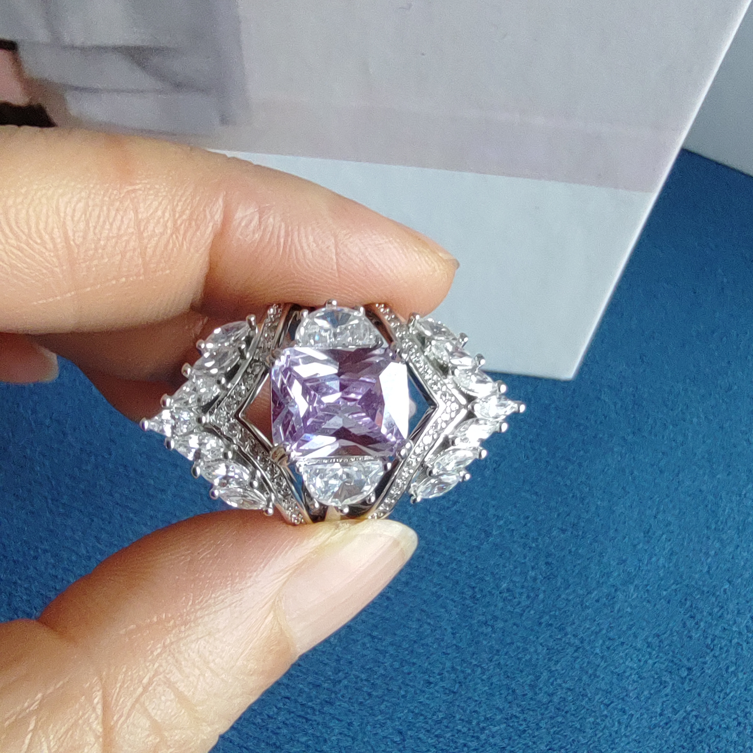 2*4 Maquise V-band ring S925 sterling silver Simple fashionable hot-selling star can be worn individually or together, making your ring finger look ev