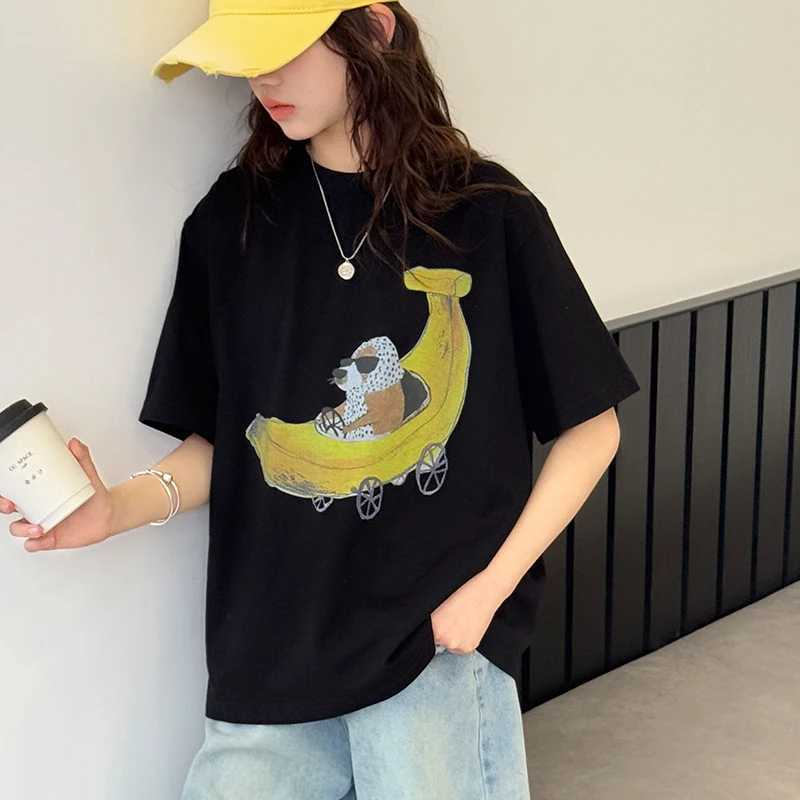 Girls short sleeve T-shirt childrens cartoon printed top 2025 summer new style girls half sleeve loose base shirt T250603