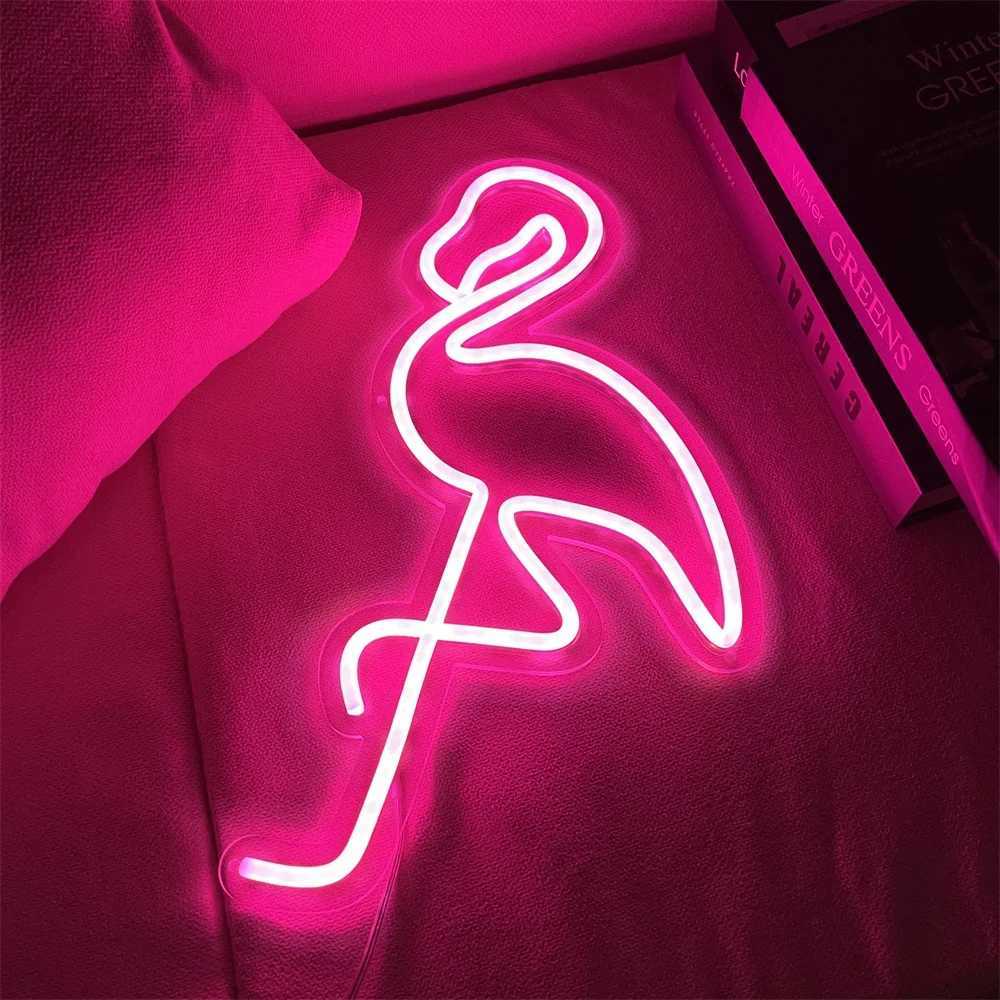Flamingo Neon Sign Animal LED Home Bedroom Game Room Decor Indoor Ins Wall Decoration Flamingo Wall Hanging USB Neon Light XJ250602
