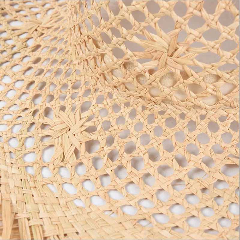 Hollow Out Big Brim Hand Made Straw Hat Fashion Unisex Shading Burrs Breathable Personality Beach Hat Summer Cap W250602