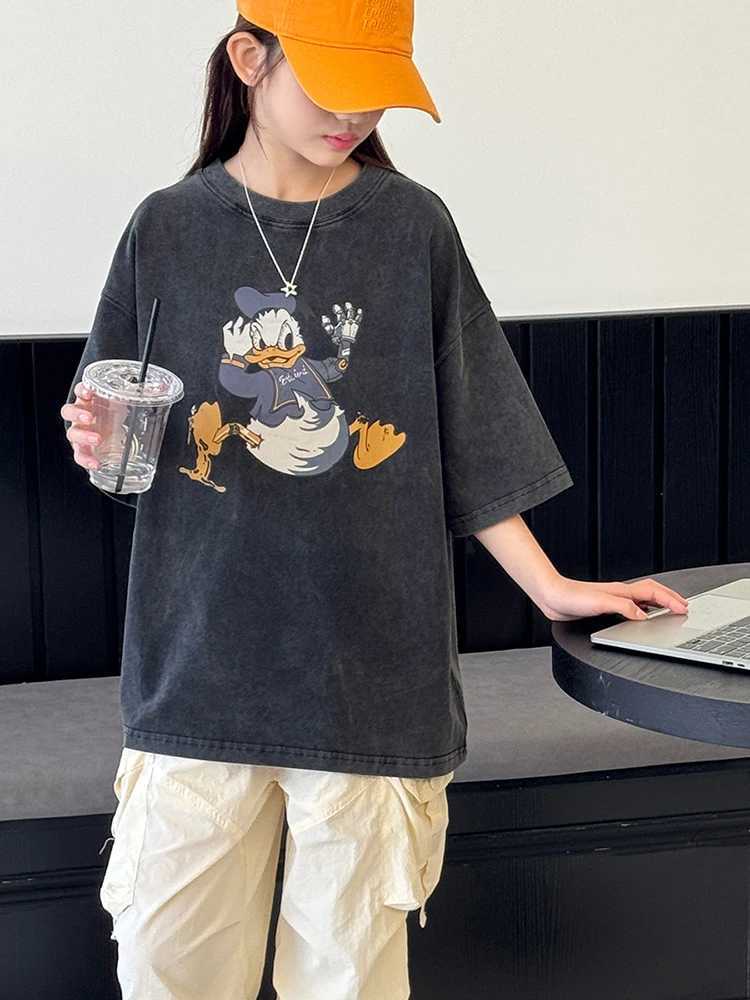 Girls Short Sleeve T-shirt and Childrens Top for Summer 2025 New Style for Girls and Adults Vintage and Stylish Half Sleeve T250603