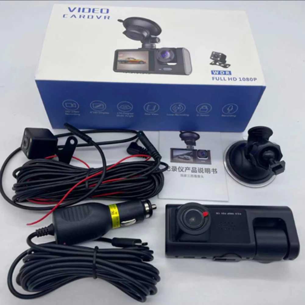 Car dvr 3 Channel Dash Camera Front and Rear Inside 1080P Triple Dash Cam 2 Inch Screen Car dvr IR Night Vision Driving Video Recorder R250529