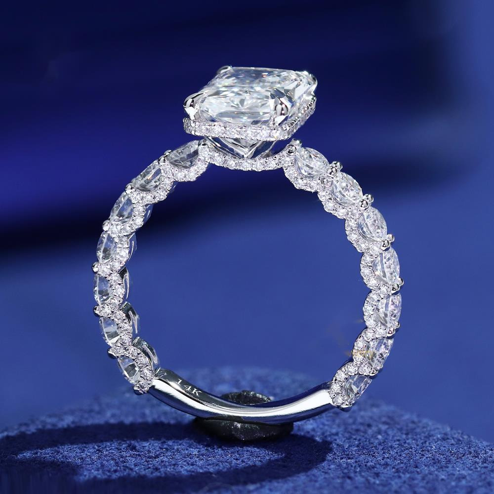 Custom 14K 18K Gold 2CT 3CT 5CT Radiant Cut D VS1 VVS1 IGI Certified Lab Grown Diamond Engagement Wedding Ring for Women