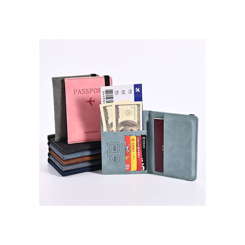 Skin Feel PU Leather Strap for Travel Abroad RFID Ticket Passport Bag Document Card Holder
