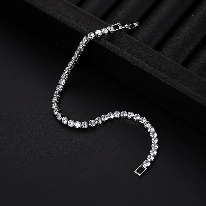 Hiphop Iced Out 4mm Cubic Zirconia Crystal Tennis Bracelets For Women Men Gold Color Silver Color Bracelet Chain Jewelry 250528