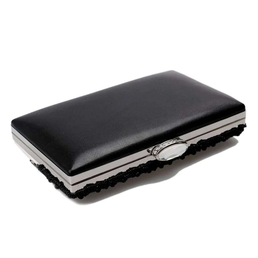 PU Beading Fashion Evening Bags Black Color Party Small Day Clutch One Side Pearl Embroidery Wedding Handbags Purse