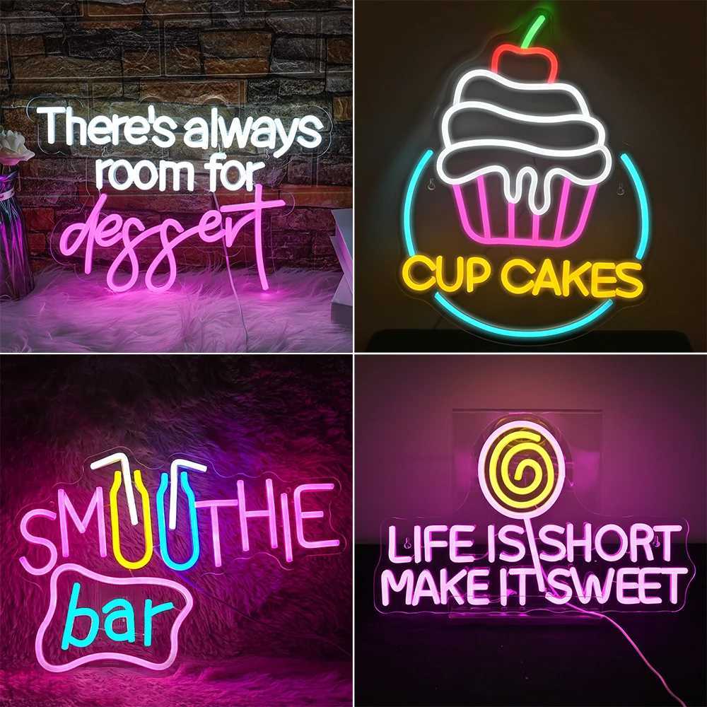 Life Is Short Make It Sweet Neon Signs LED Light Up Sign Shop Sign Candy Art Neon For Room Decoration Dessert Shop Dimmable XJ250602