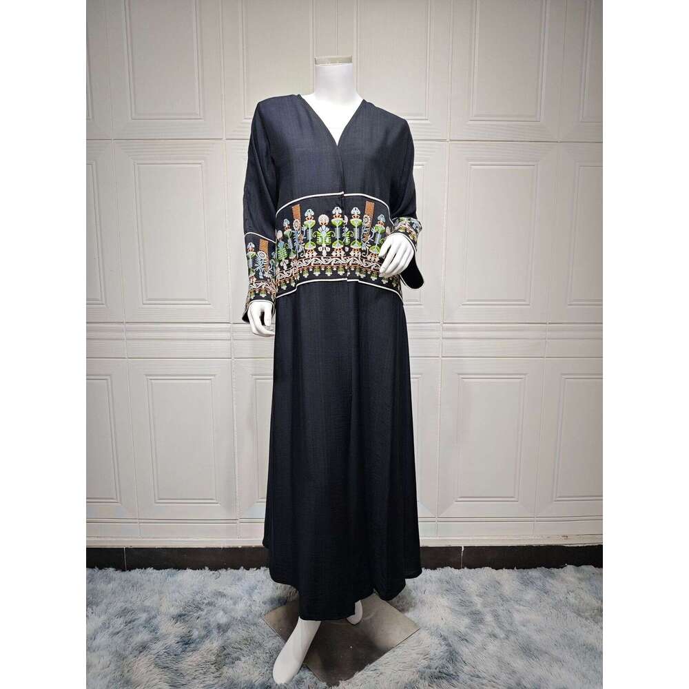 Mq131 Women's Embroidered Cardigan Robe Dubai Coat Muslim B5