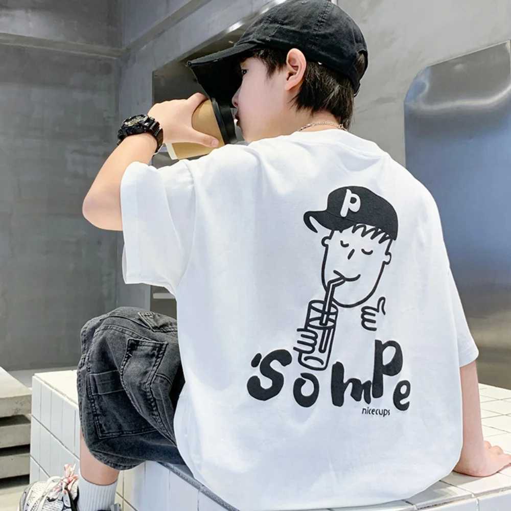 2025 new style for boys girls and children white cotton short-sleeved T-shirts for mid-sized children summer top loose t-shirt T250603