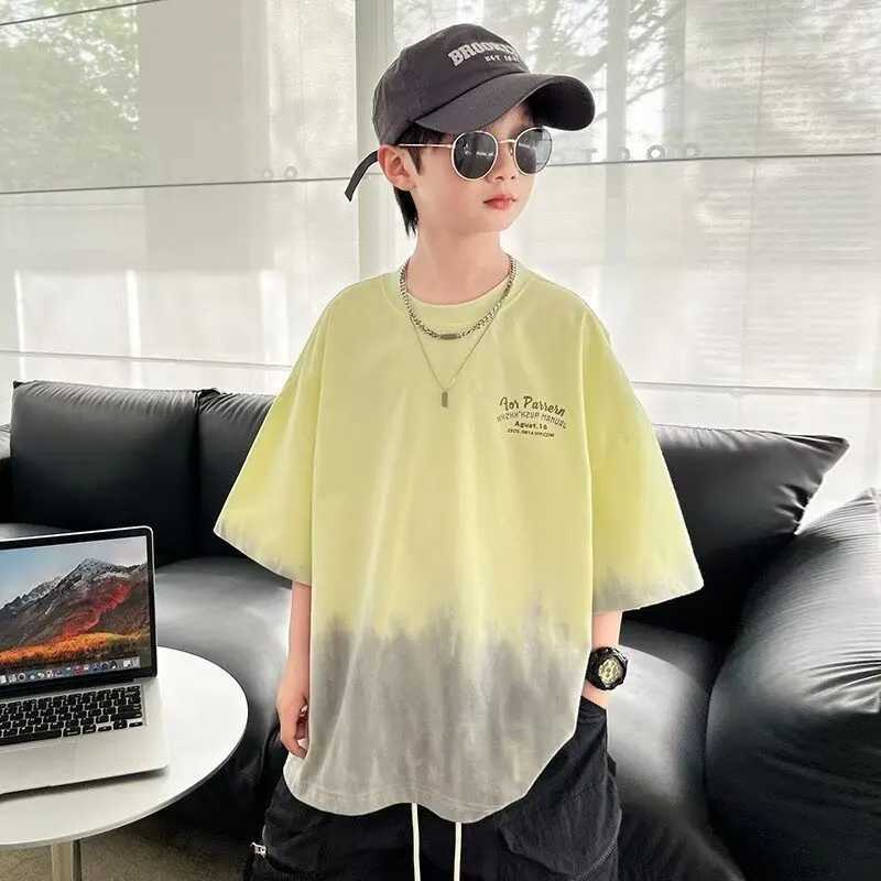 Summer Kids Clothes Fashion Streetwear Boys Girls Personality Tie-dye T Shirt Tops Children Gradient Short Sleeve O-Neck Tees T250603