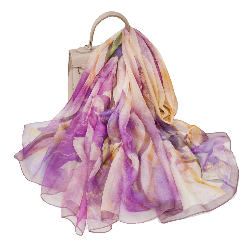 Sun Protection Scarf Women, Long Versatile Shawl, Gradient Color Thin Gauze Scarf, Suitable for Outdoor Wear,