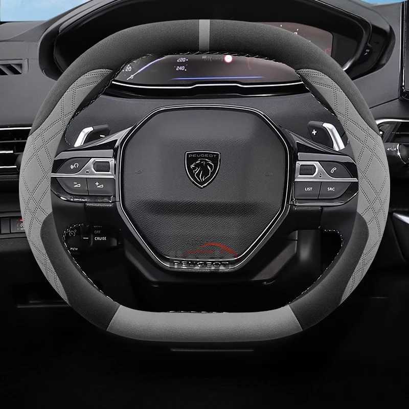 Suede Leather Car Steering Wheel Cover for Peugeot E-3008 3008 E-2008 2008 E-308 GT 2021 2022 2023 2024 2025 Auto Accessories R250603