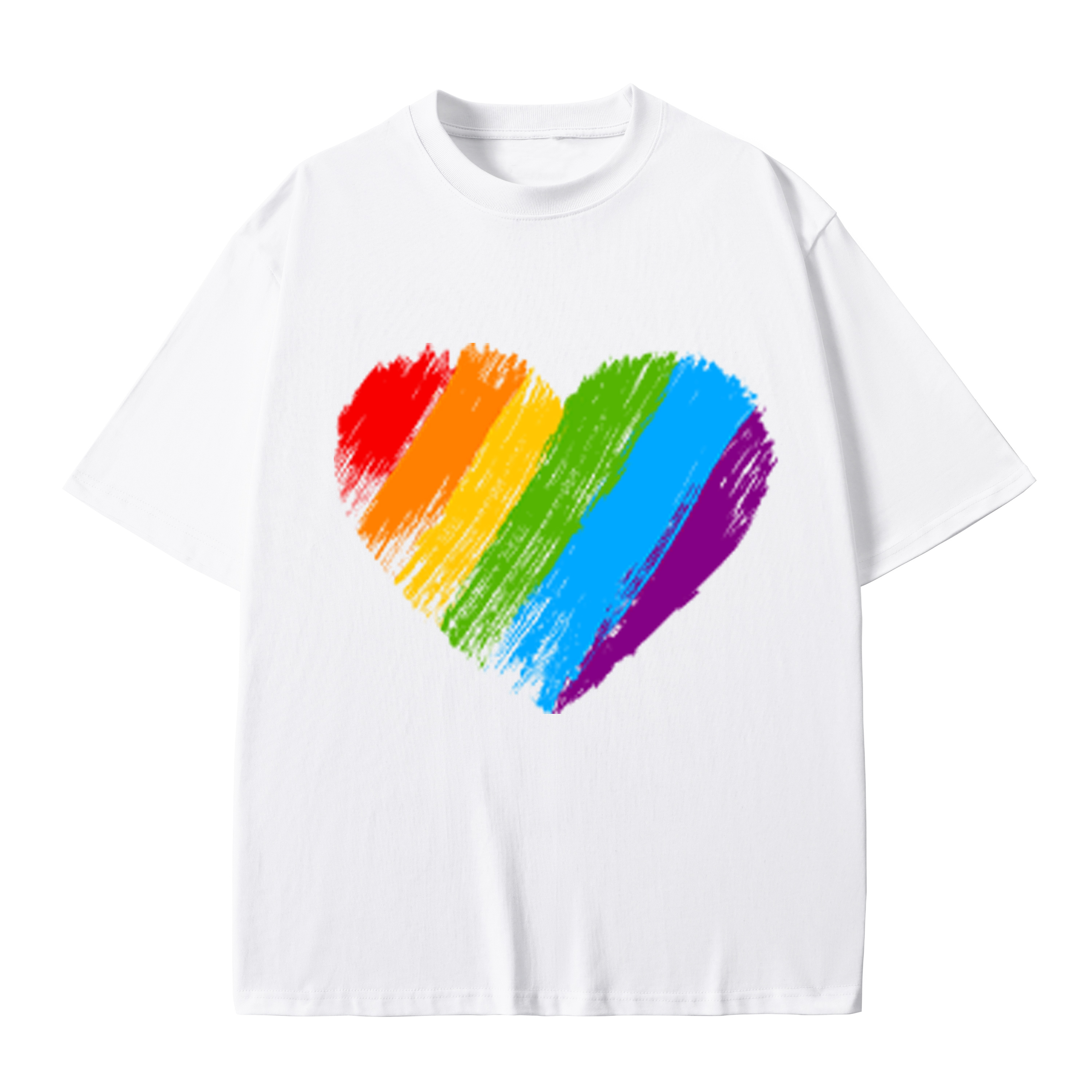 T-shirt men's top designer cotton T-shirt Rainbow Love short sleeved clothing high-quality fashionable T-shirt BROADTRUE