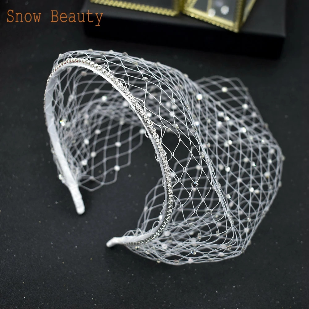 JM06 Handmade Birdcage Veil Rhinestone Headband Fascinator Hat Vintage Wedding Bridal Headpiece Hairbands Party Hair Accessories 250530