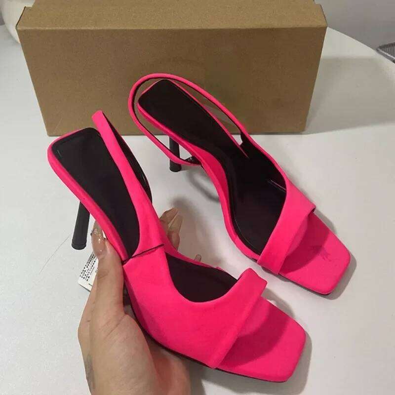 Women's High-heeled Sandals Open Toe Elegant Slingbacks Trendy Design 2024 Summer Ladies Shoes Large Size Back Strap Footwear
